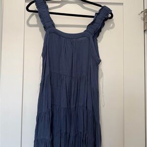 Shinestar Ruffle Strap Tiered Maxi Dress - Navy Blue